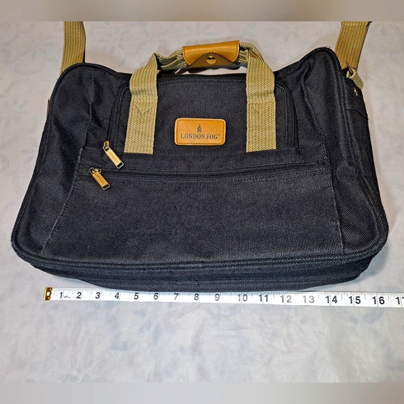 London Fog Ryka Briefcase/Laptop/Travel Bag 16x12 Expandable Blk. 11-Compartment - Picture 10 of 12